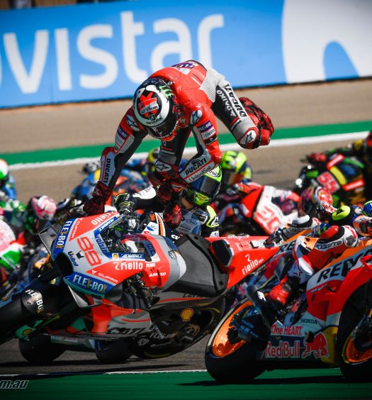 A first corner crash ruled Lorenzo out of contention