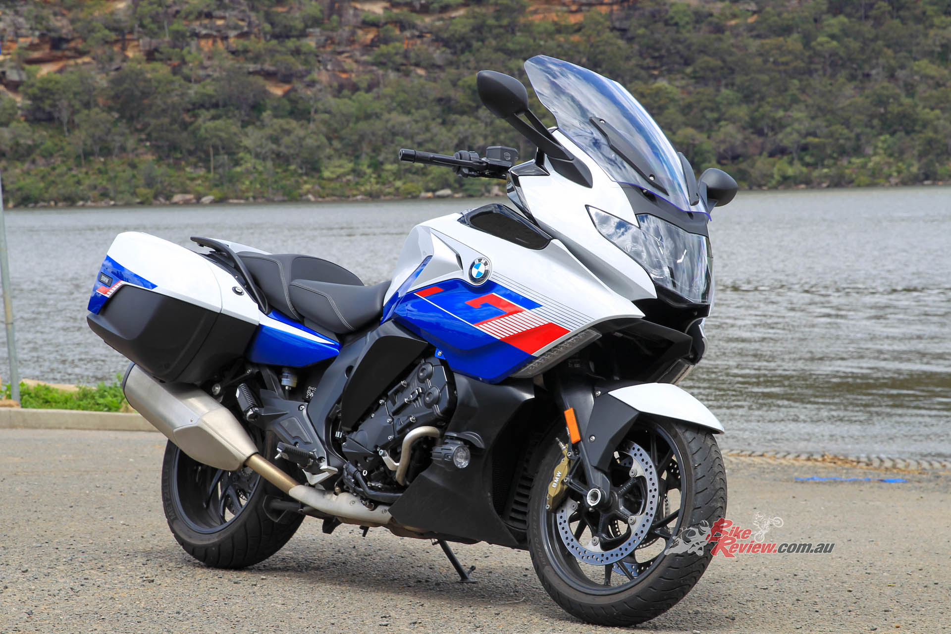 According to BMW Motorrad's website the 2023 K1600 GT without rider and without any luggage and approximately a 90 percent full fuel tank tips the scales at 343kgs.