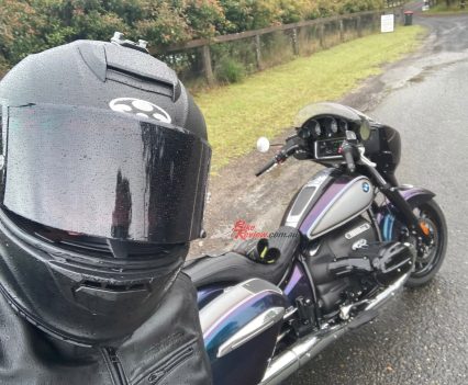 Not letting a little bit of rain get in the way of a good ride...